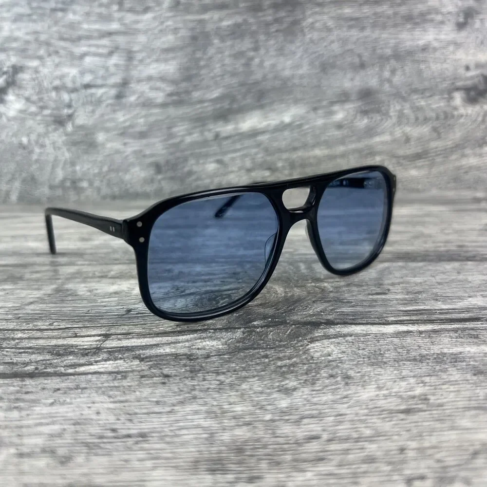 Selima Optique Nash Black Sunglasses Blue Lenses Rare 1 of 50 France